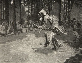 Through the shadows and the sunshine, Treading softly like a panther, from The Song of Hiawatha by Henry Wadsworth Longfellow, published by George G. Harrap and Company Ltd., 1911